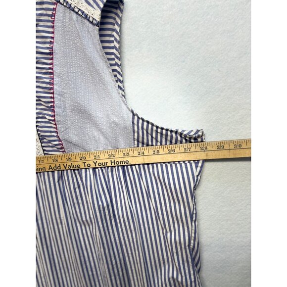 Lane Bryant Cotton Blue White Striped Button Front Sleeveless Tank Top Womens 26 - Picture 4 of 8